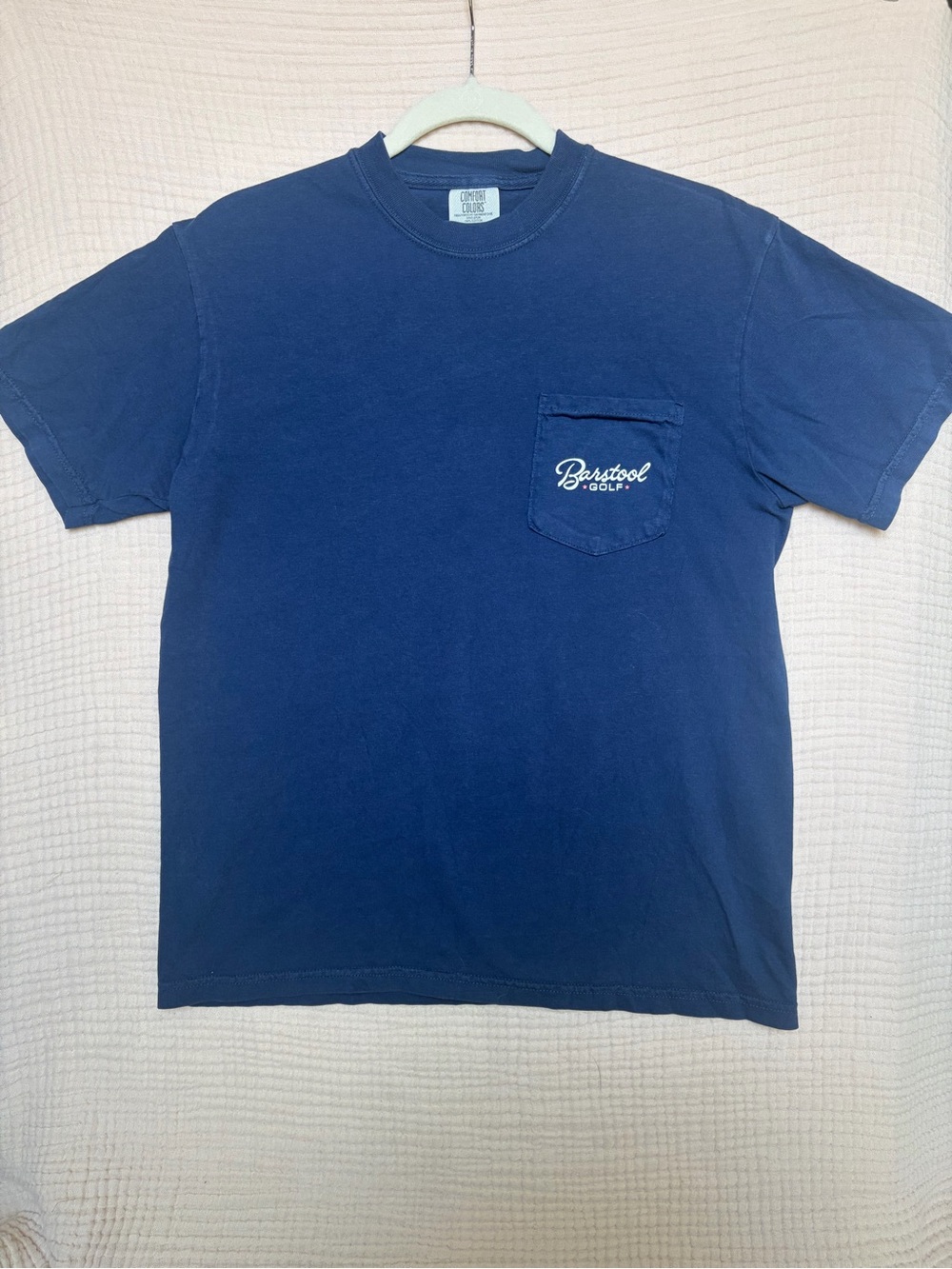 Barstool Golf Flag Pocket Tee Navy Comfort Colors T-Shirt Size M